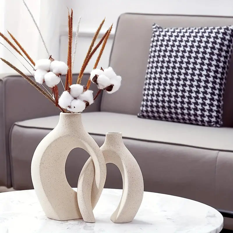 Nordic Elegance – Modern Nordic Ceramic Vase Duo for Stylish Home Décor