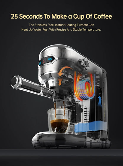 HiBREW SlimBar 20: Semi-Automatic Espresso & Cappuccino Maker