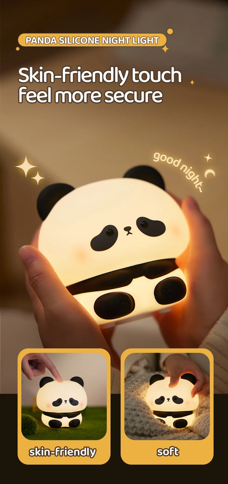 Panda Dreamlight – Soft Silicone LED Night Lamp for Kids' Bedrooms