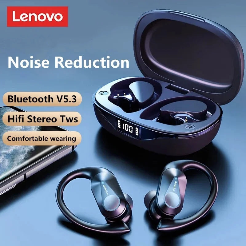 Lenovo SoundWave LP75: Bluetooth Earbuds with LED Display & Noise Reduction