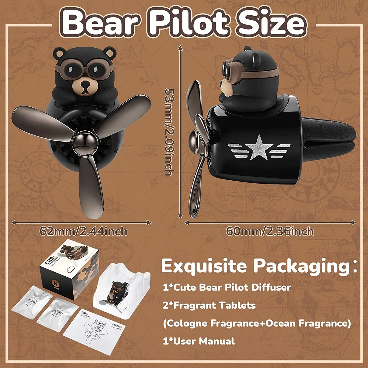 PropellerPals Bear Pilot: The Whimsical Rotating Car Air Freshener