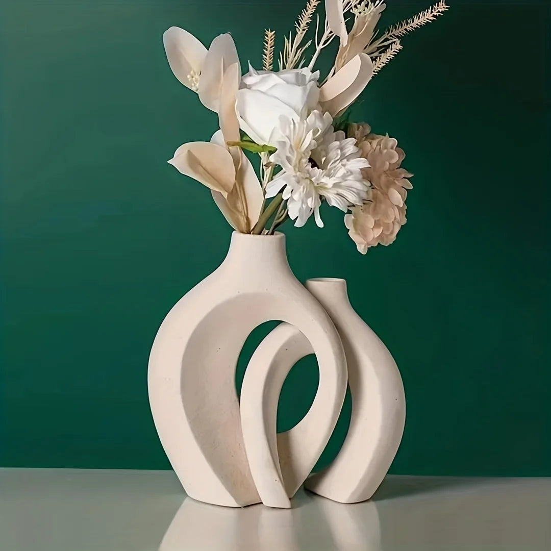 Nordic Elegance – Modern Nordic Ceramic Vase Duo for Stylish Home Décor