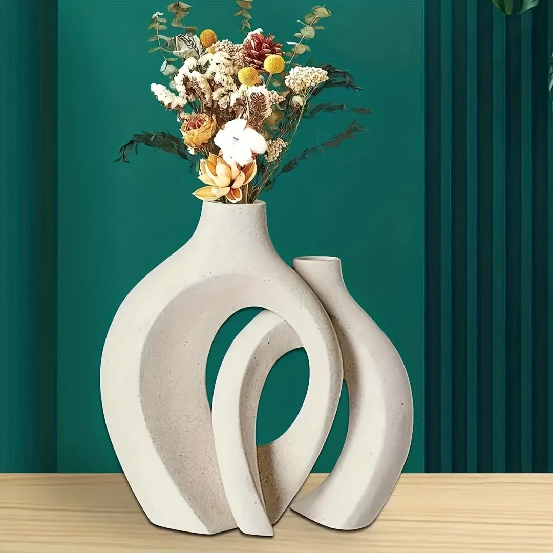 Nordic Elegance – Modern Nordic Ceramic Vase Duo for Stylish Home Décor