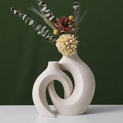 Nordic Elegance – Modern Nordic Ceramic Vase Duo for Stylish Home Décor