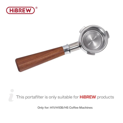 HiBREW PurePour 51mm Bottomless Coffee powder Handle: 304 Stainless Steel & Solid Wood