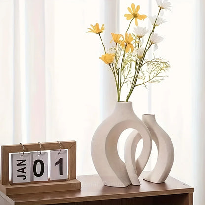 Nordic Elegance – Modern Nordic Ceramic Vase Duo for Stylish Home Décor