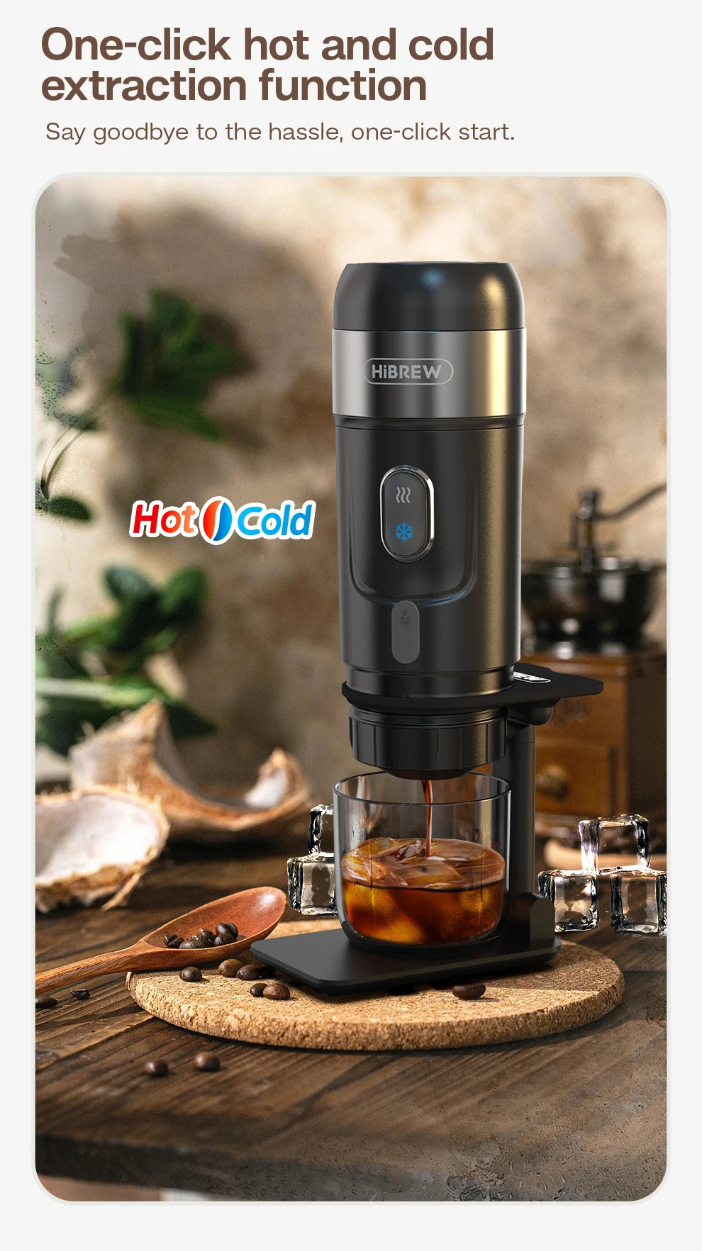 HiBREW GoBrew 12V Portable Espresso Maker: Fits Nespresso & Dolce Gusto Pods, Ideal for Car & Home