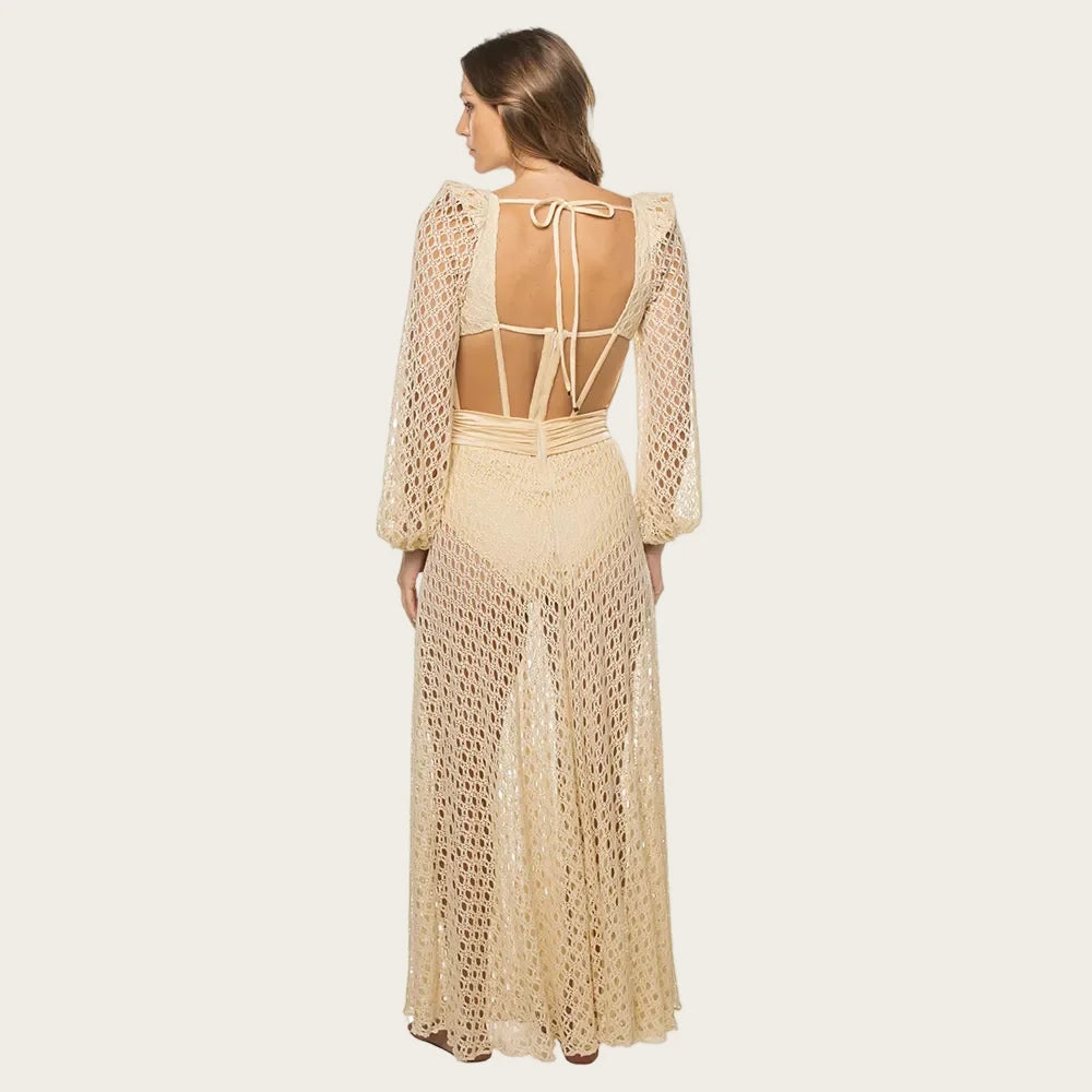 LuxeLoom Cutout: The 2024 Stretch Knit One-Piece Swimsuit with Elegant Cover-Up