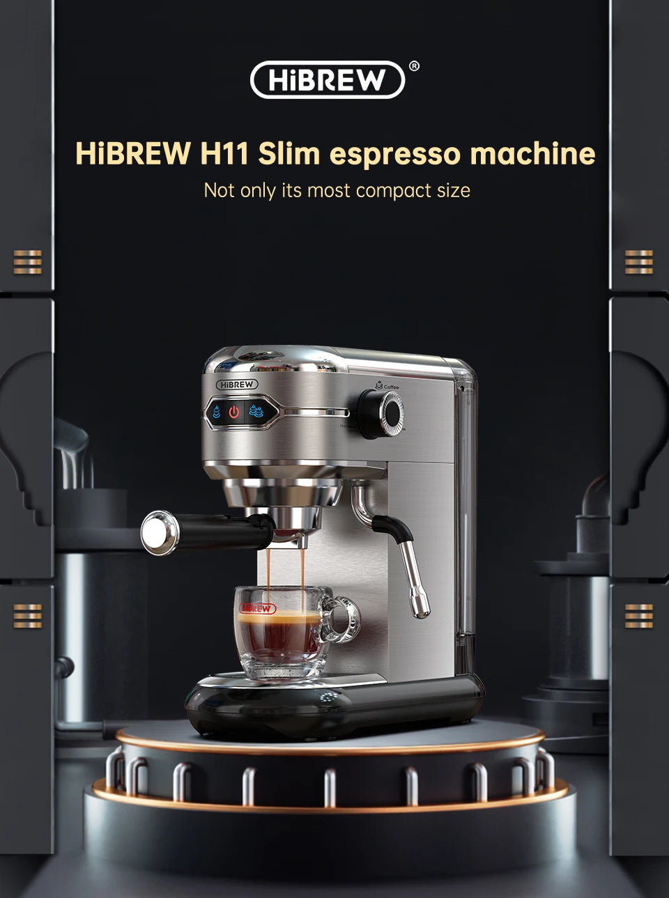 HiBREW SlimBar 20: Semi-Automatic Espresso & Cappuccino Maker