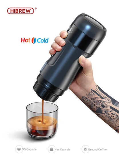 HiBREW GoBrew 12V Portable Espresso Maker: Fits Nespresso & Dolce Gusto Pods, Ideal for Car & Home