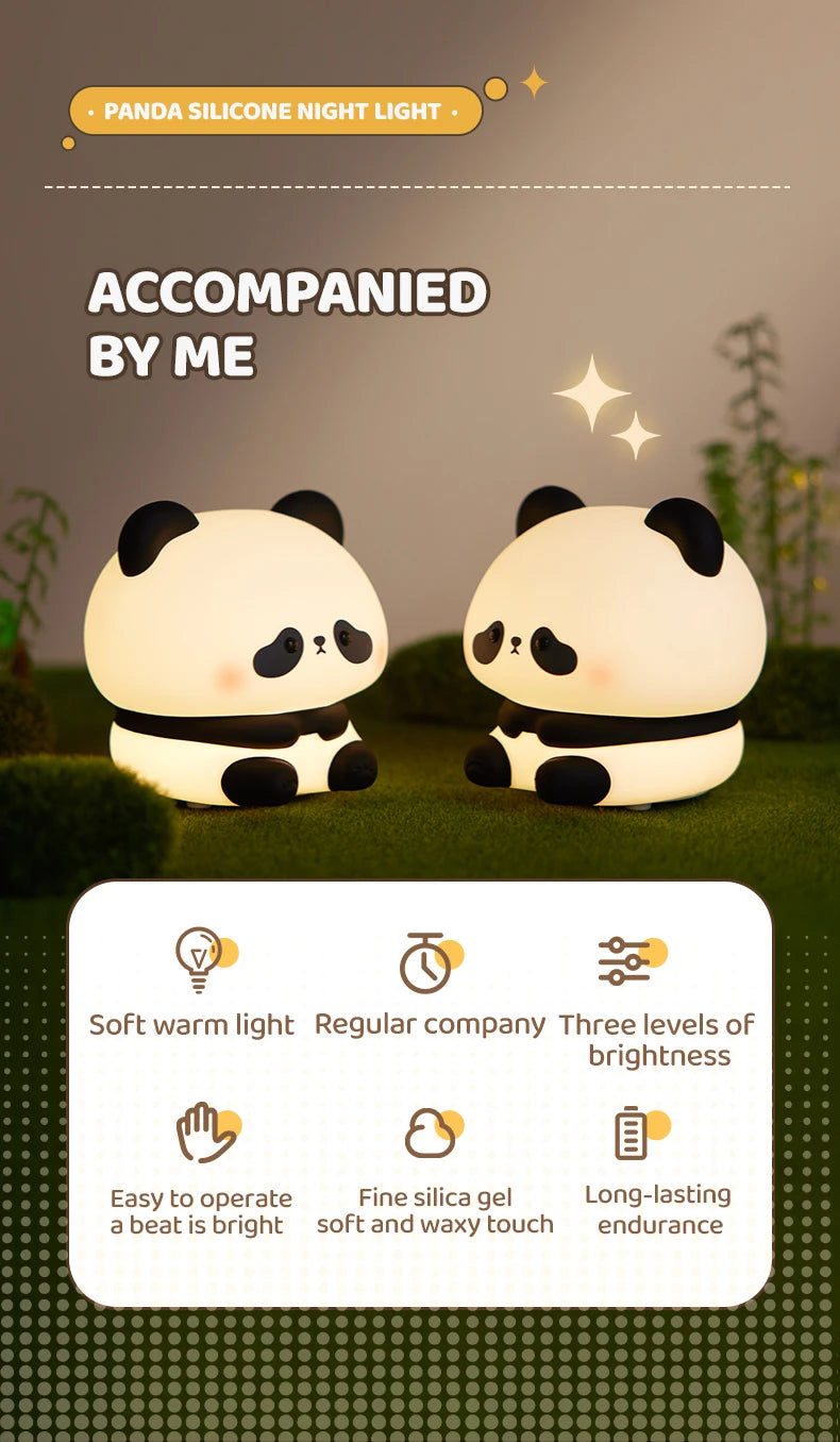 Panda Dreamlight – Soft Silicone LED Night Lamp for Kids' Bedrooms