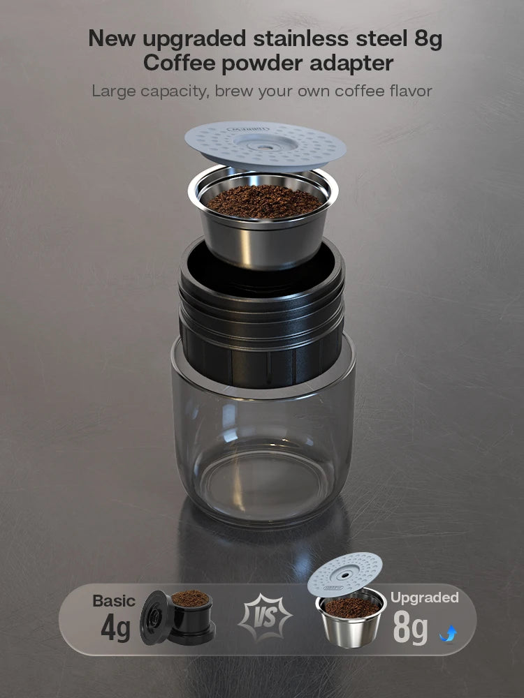 HiBREW GoBrew 12V Portable Espresso Maker: Fits Nespresso & Dolce Gusto Pods, Ideal for Car & Home